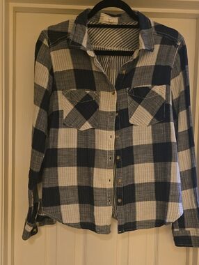 Maurices Navy and White Striped Blouse